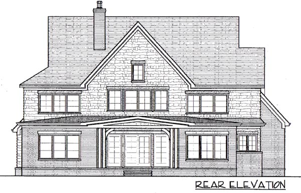 Country European Rear Elevation of Plan 53731