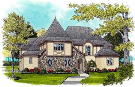 European French Country Tudor Elevation of Plan 53740