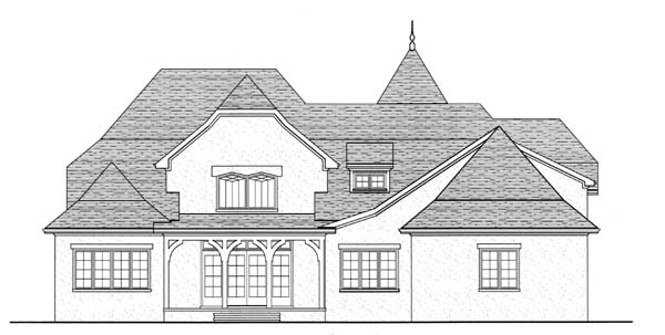 European French Country Tudor Rear Elevation of Plan 53740