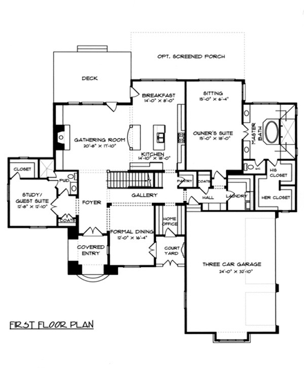 House Plan 53742 First Level Plan