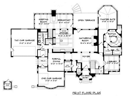 House Plan 53743 First Level Plan