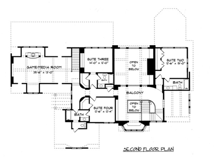 House Plan 53743 Second Level Plan