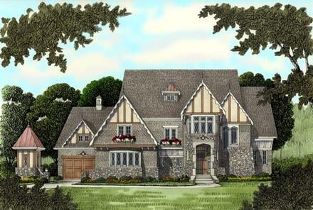 European Tudor Victorian Elevation of Plan 53743