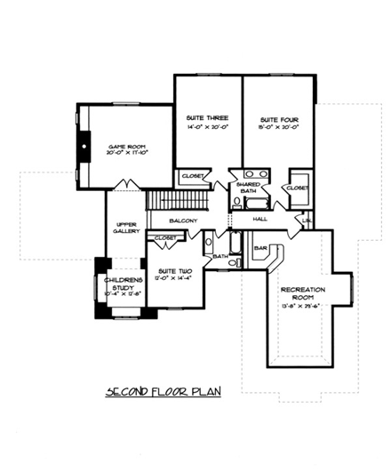 House Plan 53746 Second Level Plan