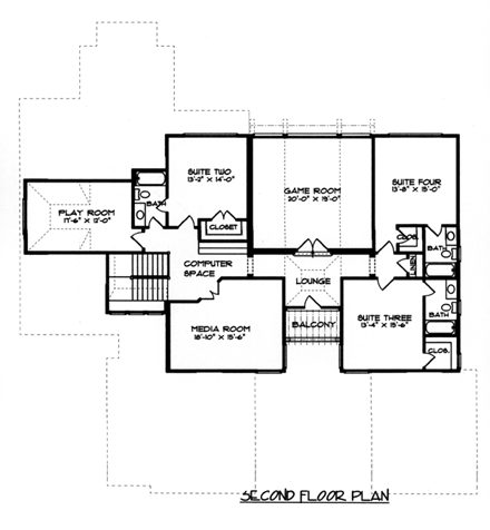 House Plan 53749 Second Level Plan