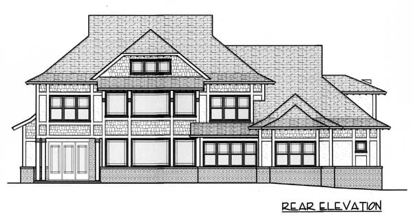 Craftsman European Rear Elevation of Plan 53749