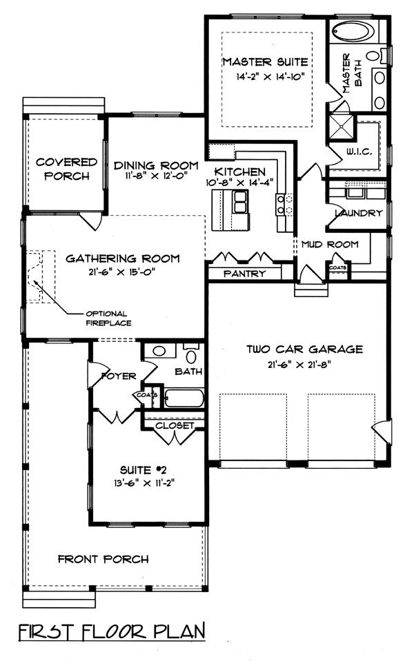 Colonial Farmhouse Level One of Plan 53751