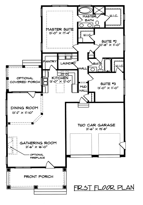 Craftsman Farmhouse Level One of Plan 53753