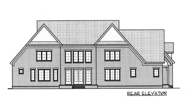 European Tudor Rear Elevation of Plan 53771