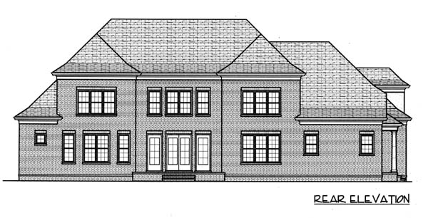 Colonial Rear Elevation of Plan 53776
