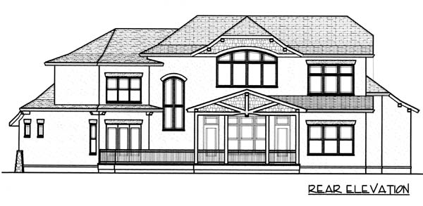 Craftsman European Rear Elevation of Plan 53782