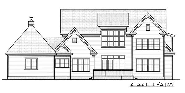 Colonial European Rear Elevation of Plan 53784