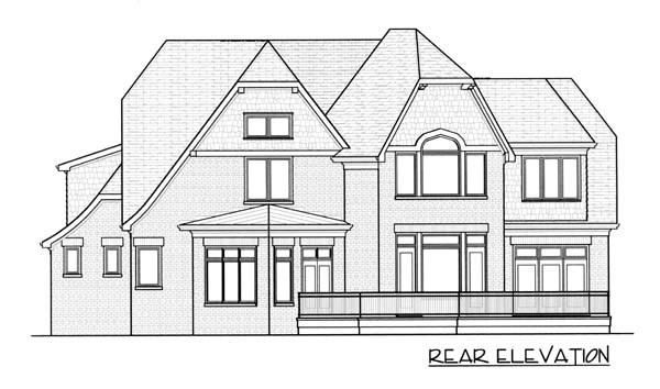 Country European Tudor Rear Elevation of Plan 53785