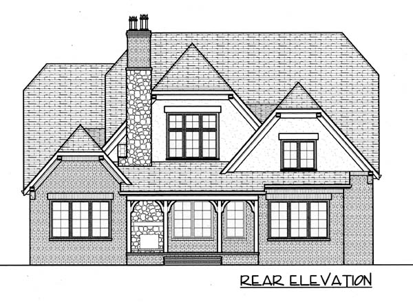 French Country Tudor Rear Elevation of Plan 53786