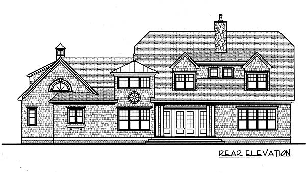 Cape Cod Coastal Rear Elevation of Plan 53787