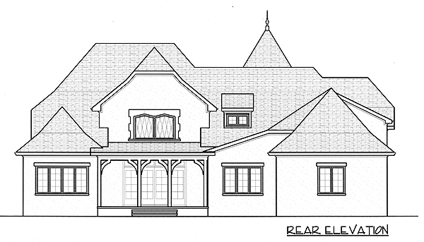 European French Country Tudor Rear Elevation of Plan 53788