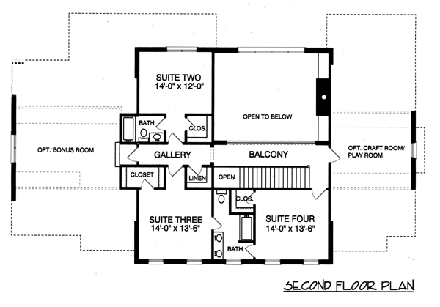House Plan 53791 Second Level Plan