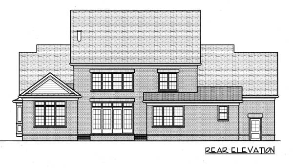 Colonial Country Southern Rear Elevation of Plan 53791