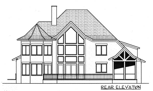 Craftsman European Rear Elevation of Plan 53793