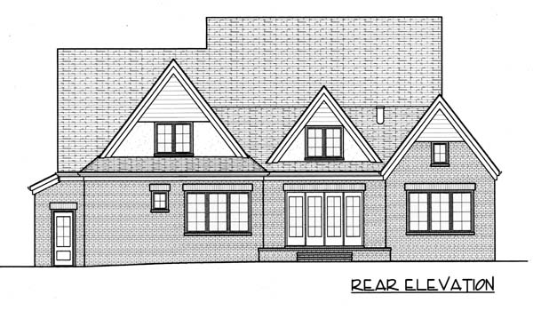 European Tudor Rear Elevation of Plan 53794