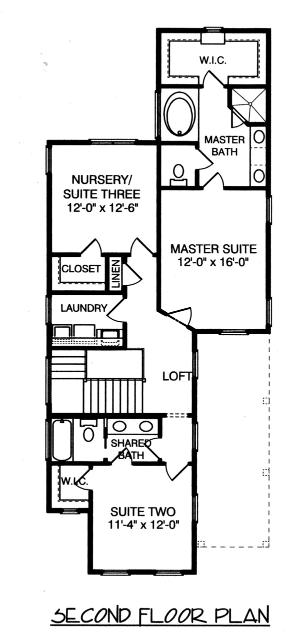 Colonial Farmhouse Level Two of Plan 53795