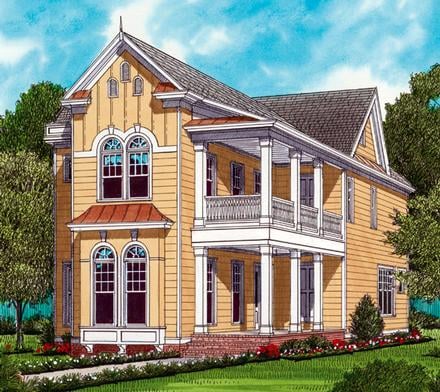 Farmhouse Traditional Victorian Elevation of Plan 53796