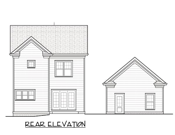 Farmhouse Traditional Victorian Rear Elevation of Plan 53796