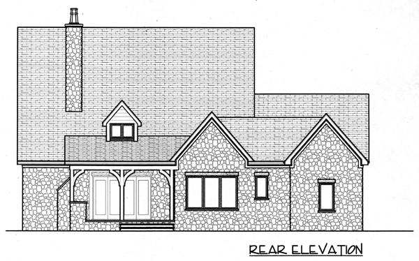 Country European Rear Elevation of Plan 53799