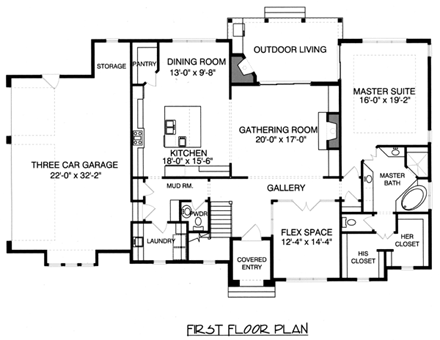 House Plan 53800 First Level Plan