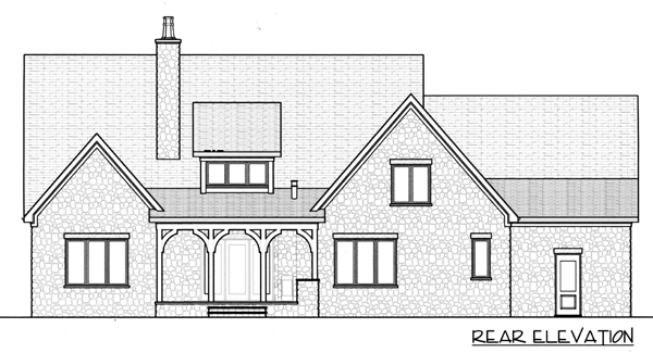 Country Rear Elevation of Plan 53800