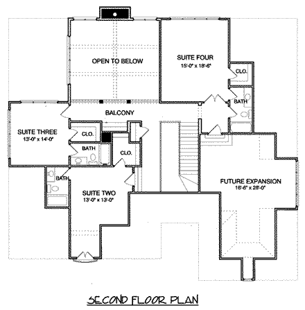 House Plan 53801 Second Level Plan