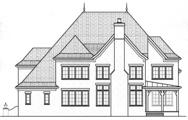 Country Rear Elevation of Plan 53801