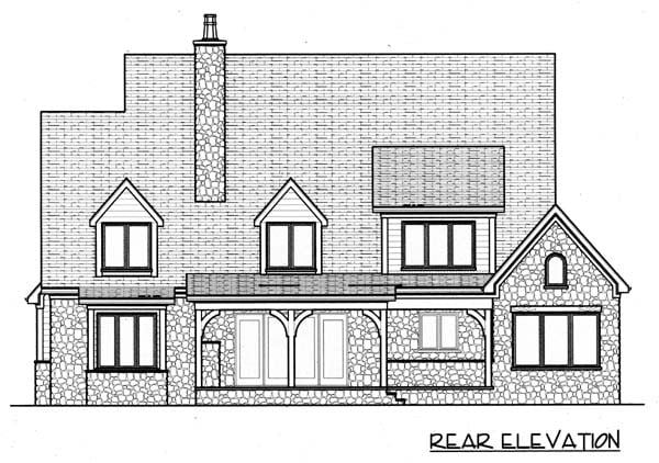 Country European Rear Elevation of Plan 53802
