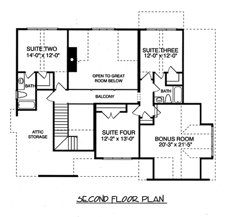 House Plan 53804 Second Level Plan