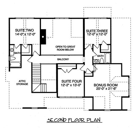 House Plan 53805 Second Level Plan