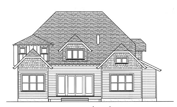 Craftsman Rear Elevation of Plan 53808