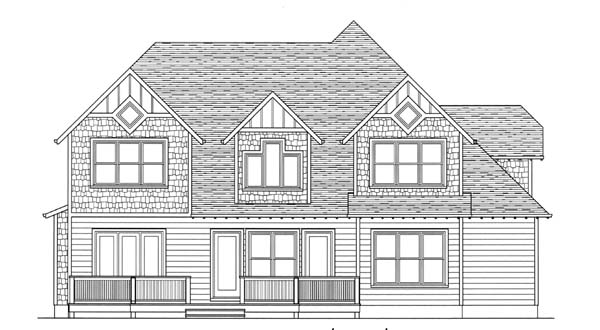 Craftsman Rear Elevation of Plan 53812