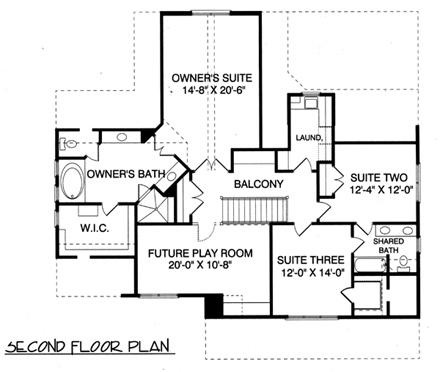House Plan 53815 Second Level Plan