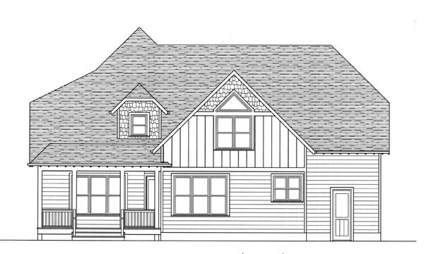 Craftsman Rear Elevation of Plan 53815