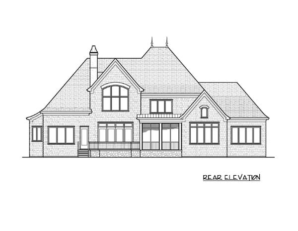 European Rear Elevation of Plan 53824