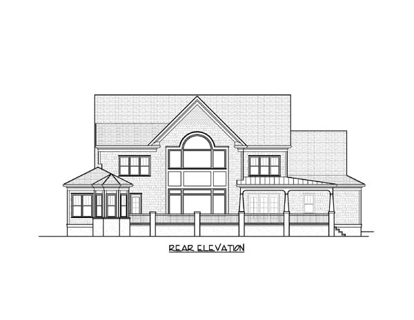 European Tudor Rear Elevation of Plan 53825