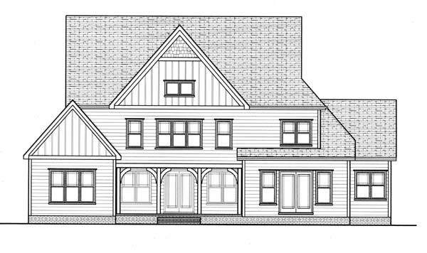 Craftsman Rear Elevation of Plan 53828