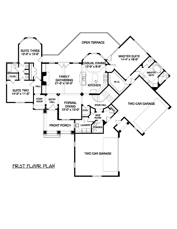 Craftsman Ranch Level One of Plan 53830