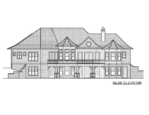 Craftsman Ranch Rear Elevation of Plan 53830