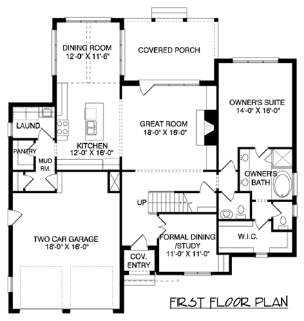 House Plan 53841 First Level Plan