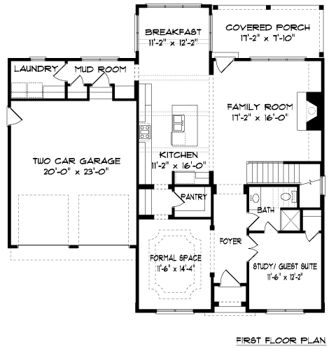 Craftsman Tudor Level One of Plan 53842