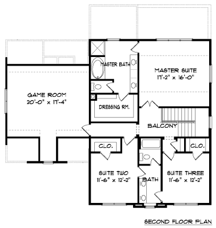 House Plan 53842 Second Level Plan