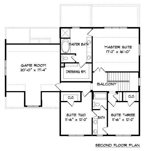 Colonial Farmhouse Traditional Level Two of Plan 53843