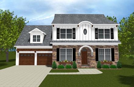 Colonial Farmhouse Traditional Elevation of Plan 53843