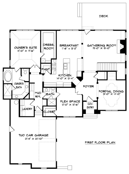 House Plan 53848 First Level Plan